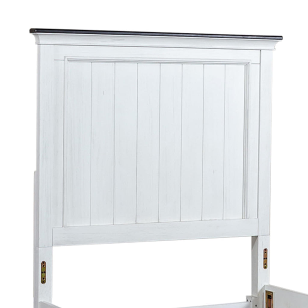Allyson Park Panel Bed Cottage - Wirebrushed White w/Charcoal Tops
