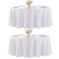 2 Pack White Round Polyester Tablecloth 90 Inch Washable for Round Tables, Stain and Wrinkle Resistant Cover Dining