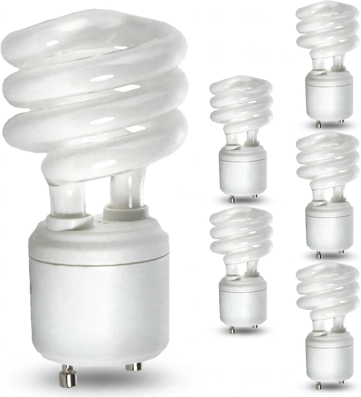 Mini Spiral Compact Fluorescent Light Bulb 23W GU24 4100K 6 Pack