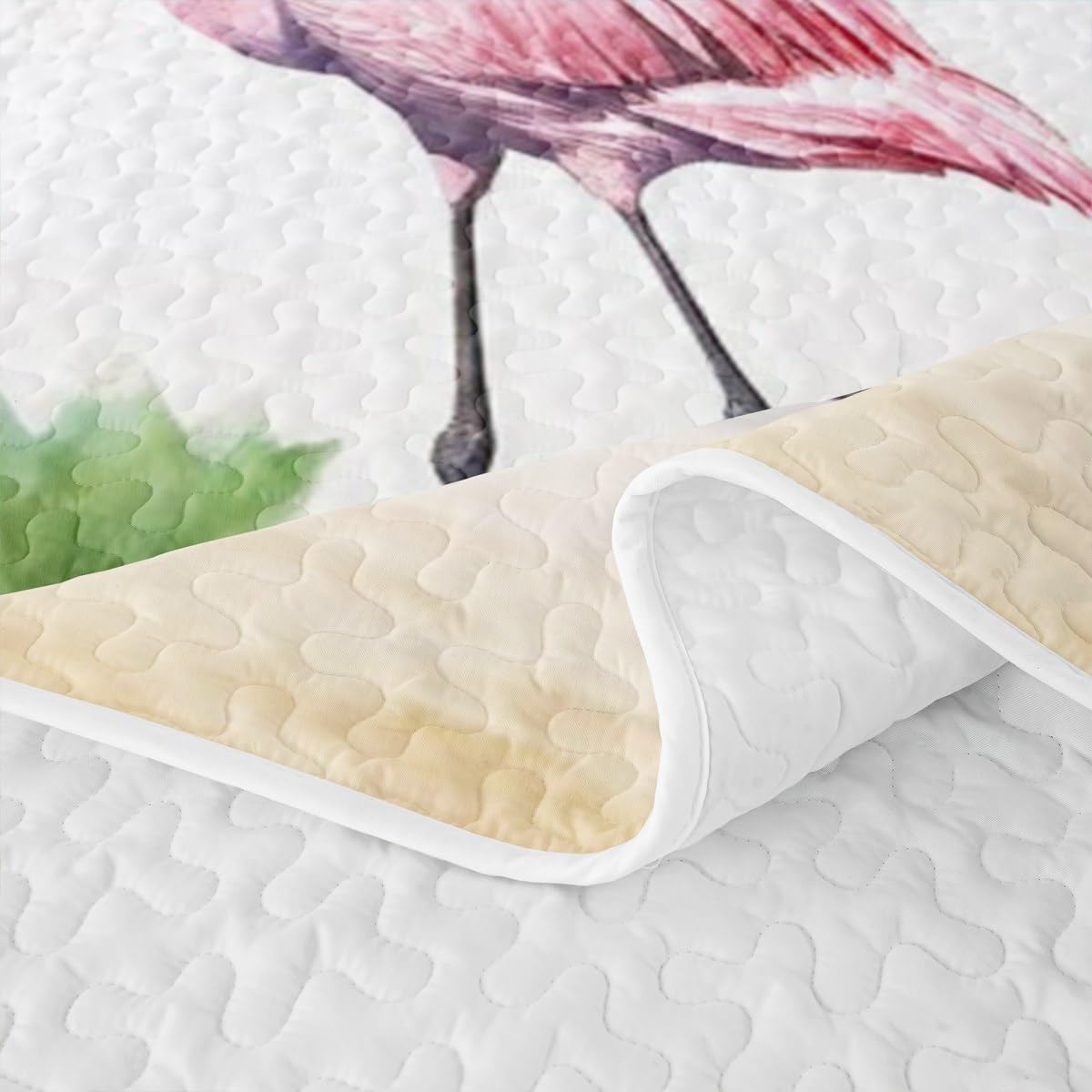 Pink Flamingo Quilt Set Hawaiian Ocean Beach Quilt Cactus