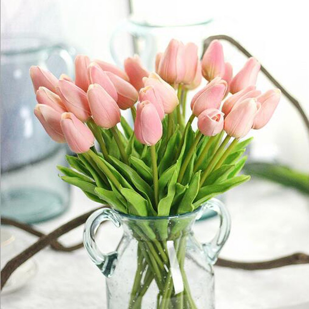 30pcs Artificial Tulip Bouquets DIY Artificial Silk Handmade Flowers Suitable Room Decoration Wedding Party