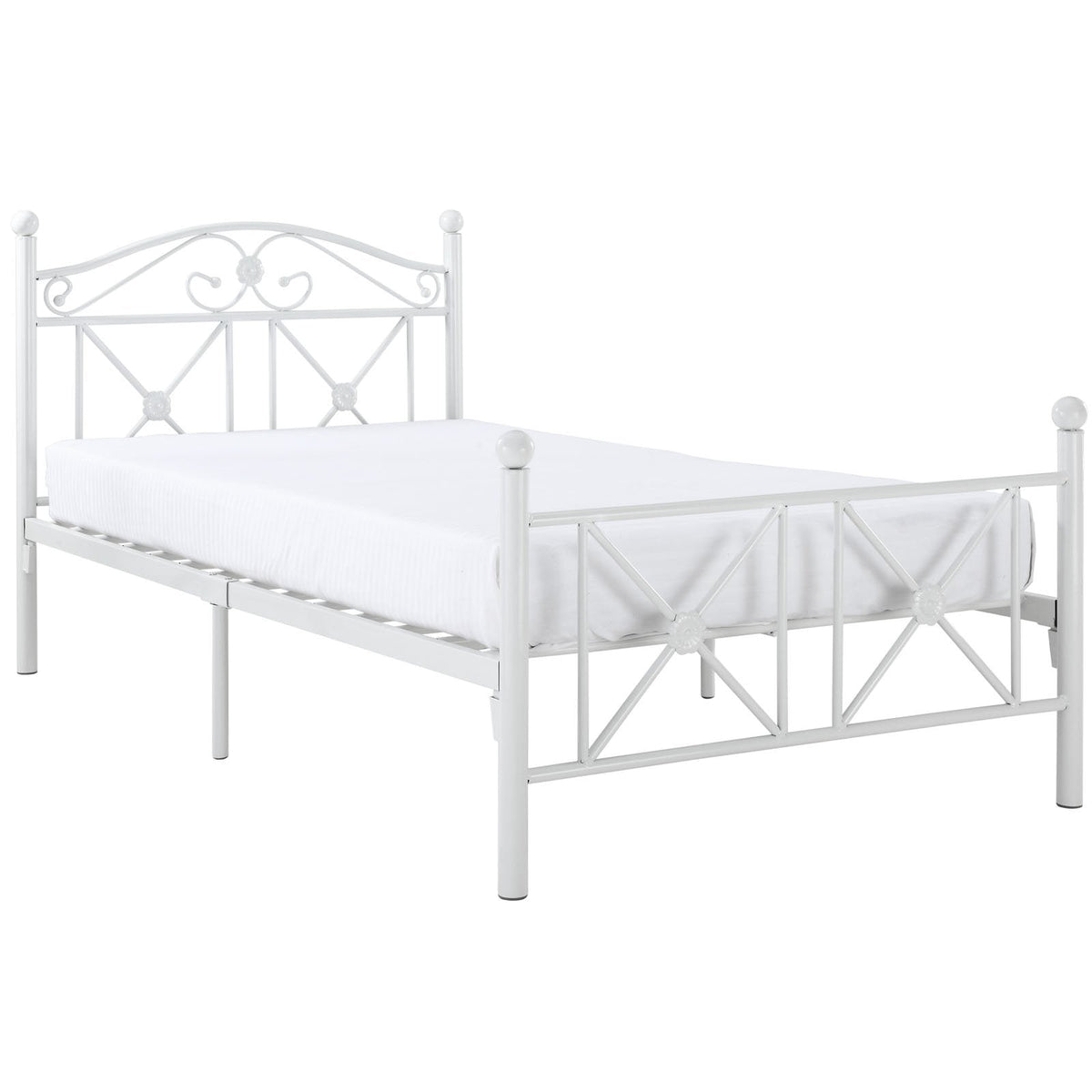 Cottage Modern Farmhouse Metal Twin Platform Bed in White