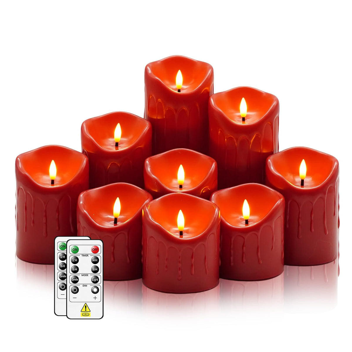 Flameless Candles with Remote, Battery Operated Flickering Flameless Candles, LED Candles with Timer 2/4/6/8H