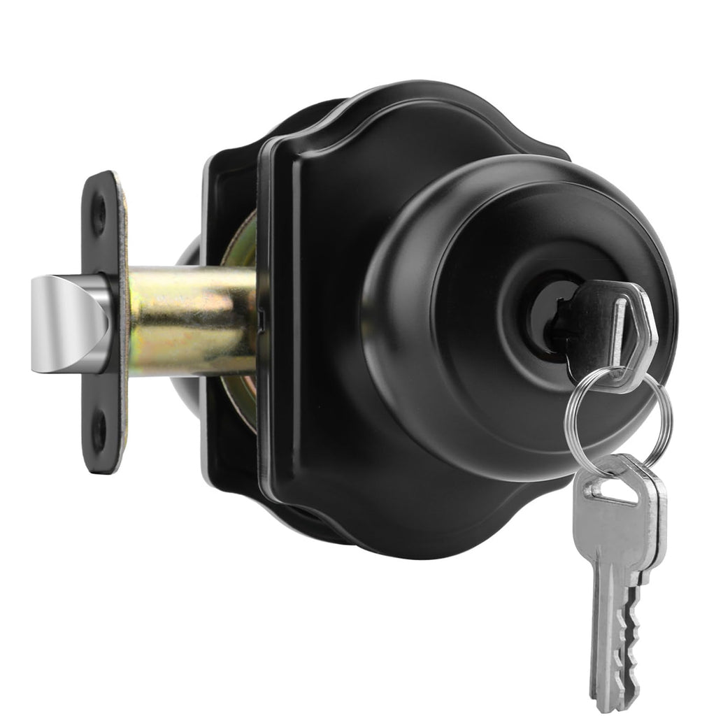 Black Entry Door Knob, Exterior Door Lock with Key 1 Pack