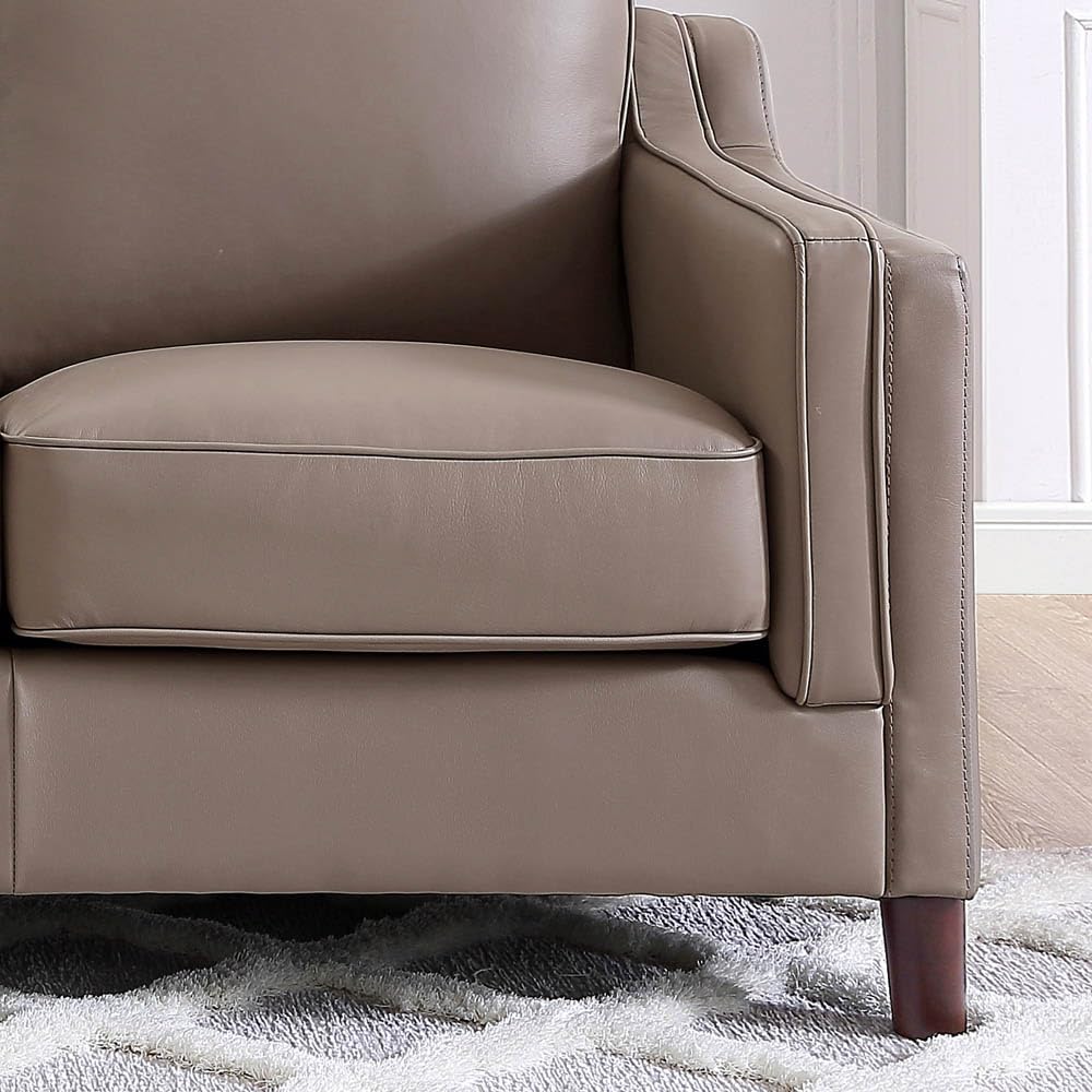 Bella Top Grain Leather Sofa Couch, 84", Taupe