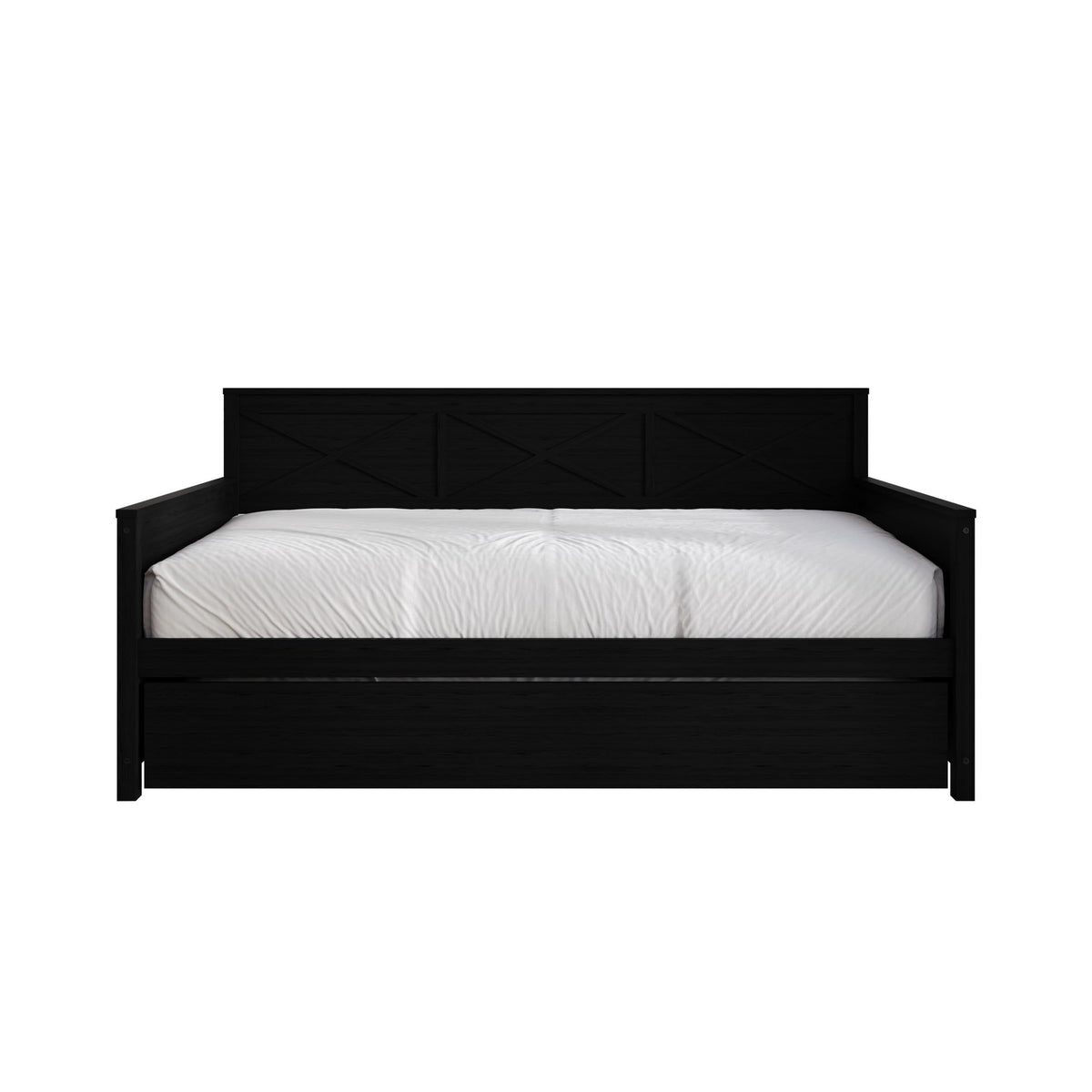 Minot Twin Wood Daybed with Trundle, Black