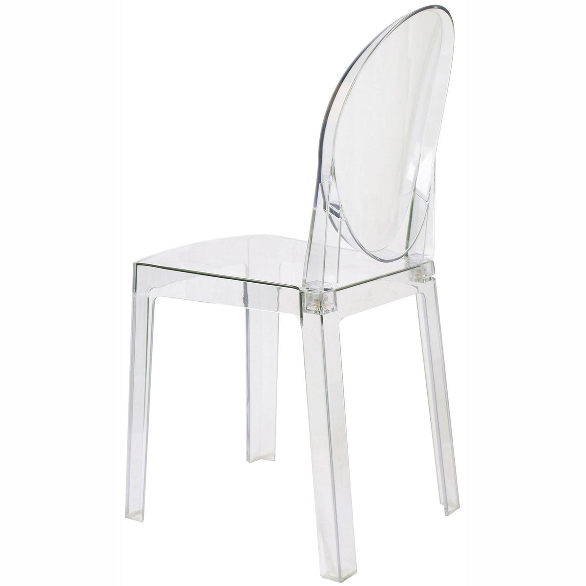 Clear Ghost Dining Chair with Oval Back | Transparent Acrylic Accent Side Chair, Vanity, or Event Seating | Non
