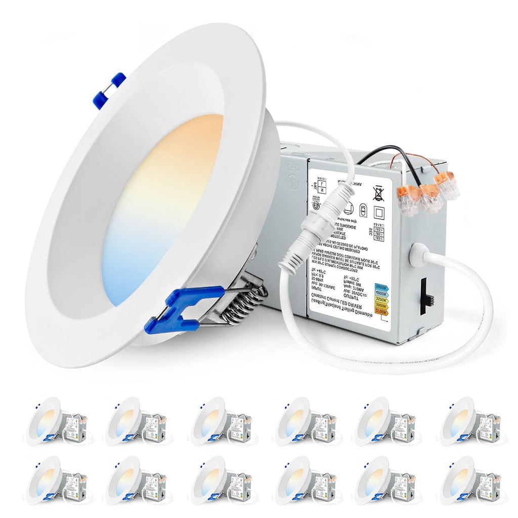 12 Pack 4 Inch Anti-Glare LED Downlight, Dimmable Ceiling Light,Round