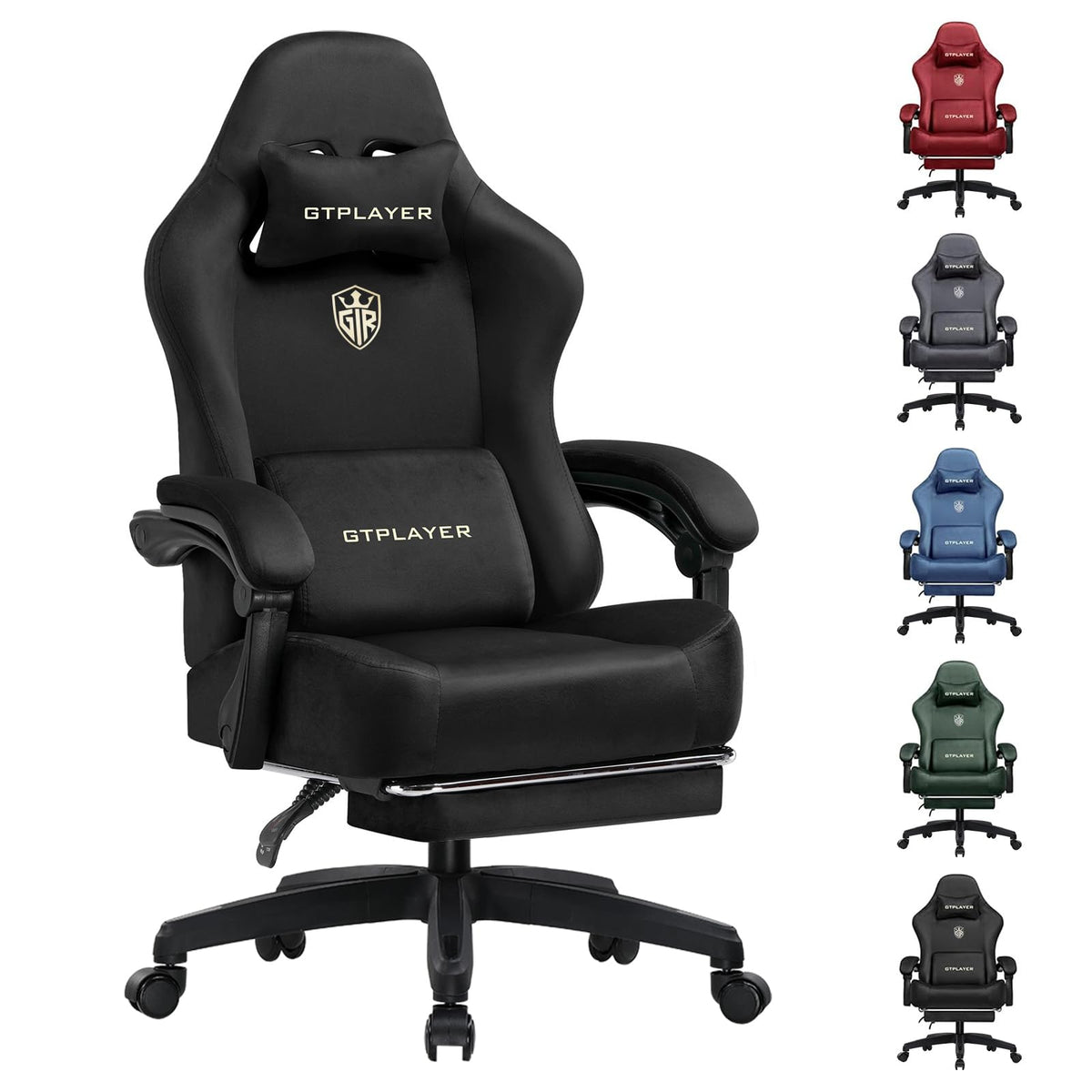 Gaming Chair Fabric with Pocket Spring Cushion, Big and Tall Gamings Chairs High Back Computer Chair with