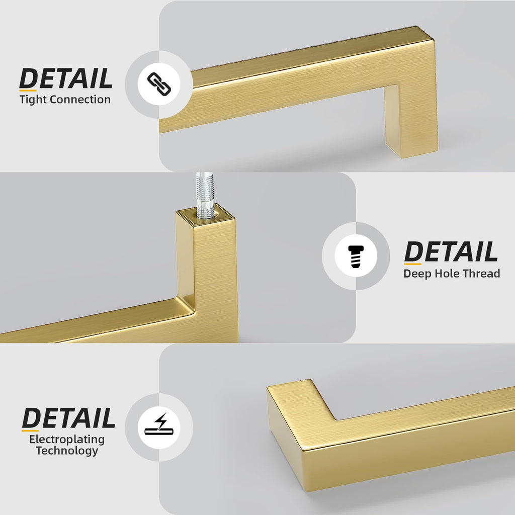5 Pack 7-1/2 Inch Gold Cabinet Handles Brushed Cabinet Pulls