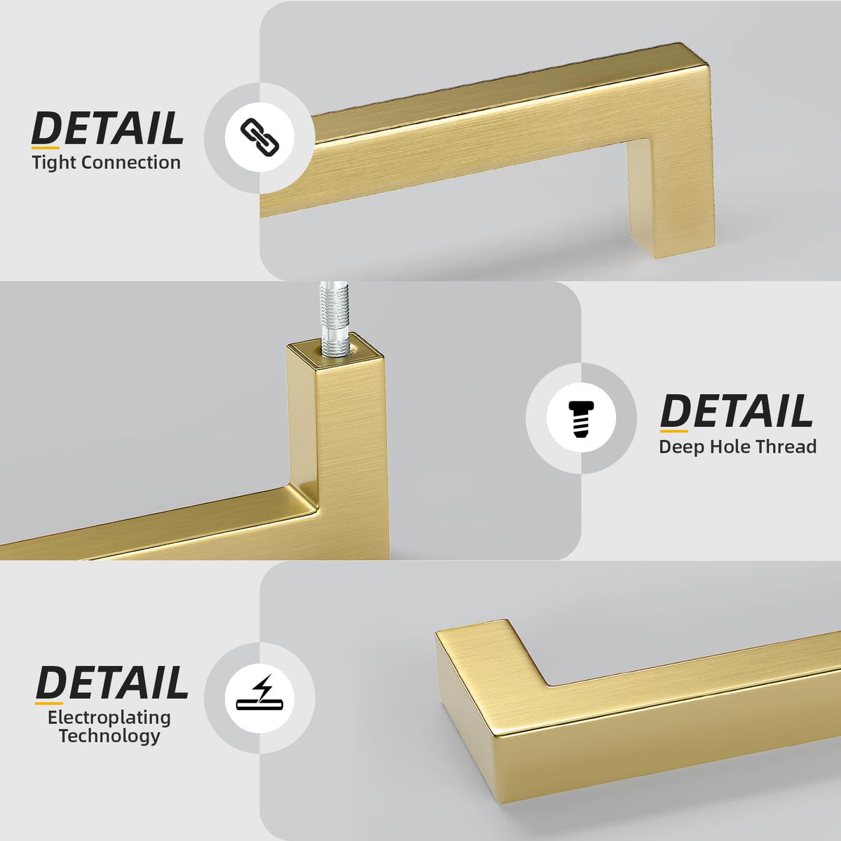 1 Pack 4 Inch Gold Cabinet Handles Brushed Gold Cabinet Pulls