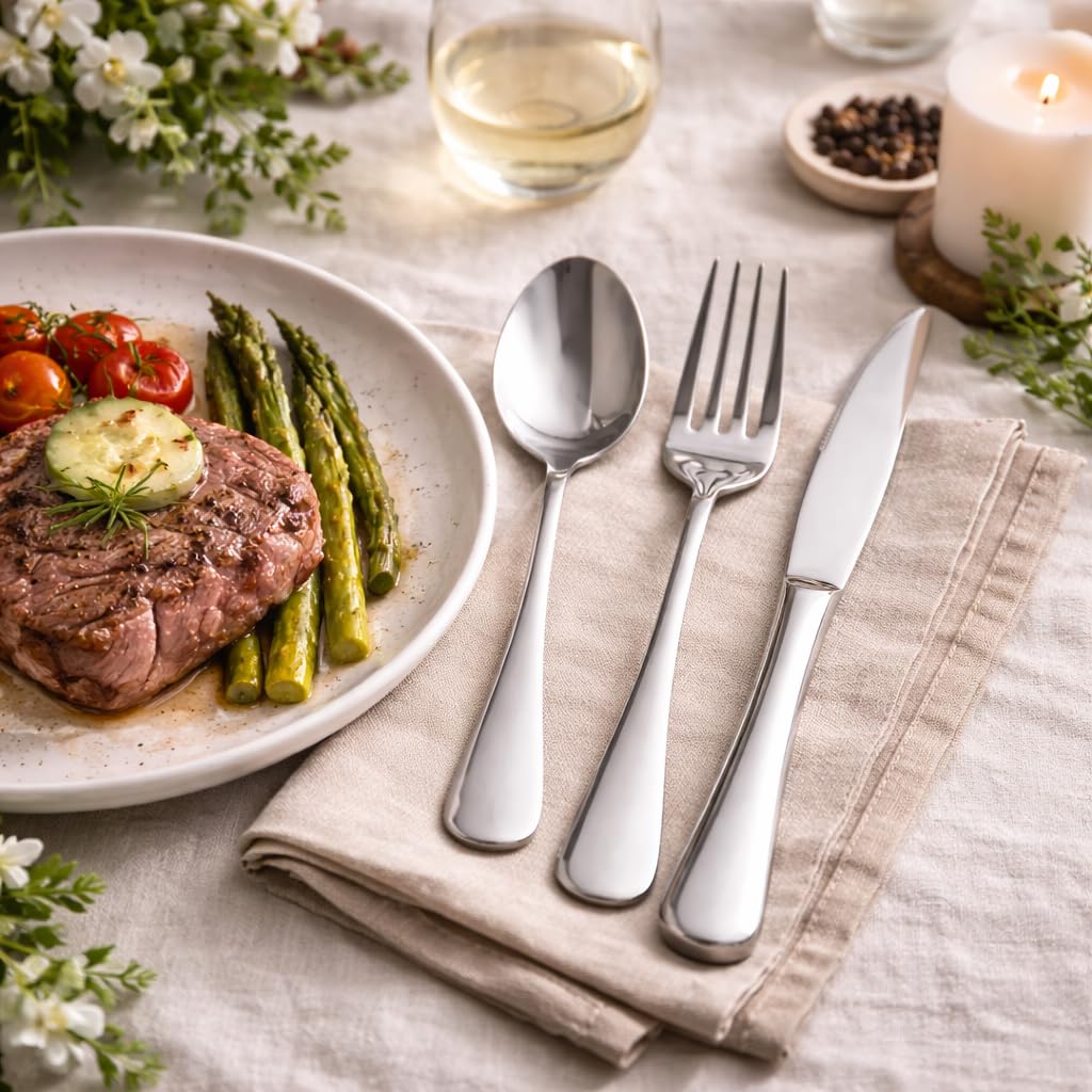 Silverware Set for 12, Stainless Steel Flatware Cutlery Set,Mirror Polished