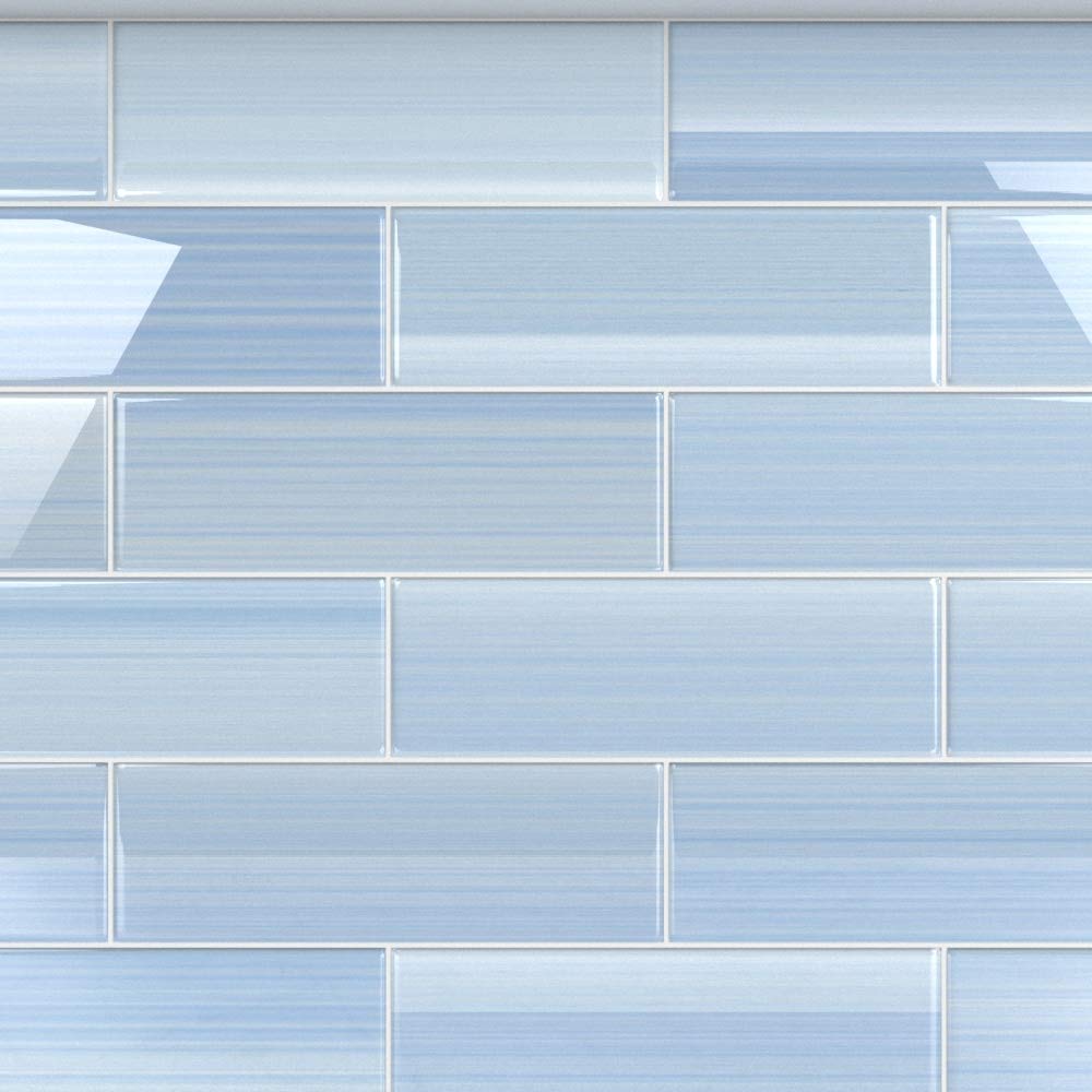 Big Blue Glass Subway Tile Backsplash or Bathroom/Showers, 4x12