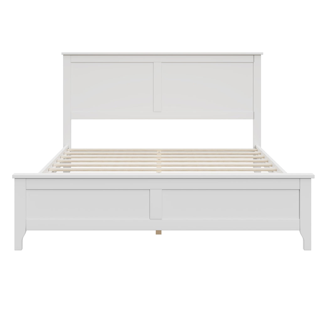 Wood Queen Size Bed Frame with Headboard, Modern Solid Farmhouse Platform Bed Frame, Sturdy Wooden Foundation with
