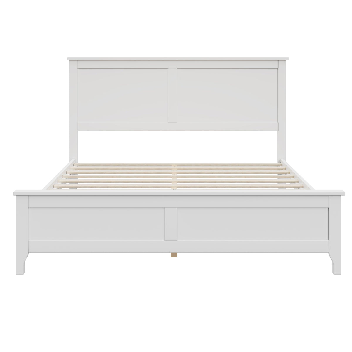 Wood Queen Size Bed Frame with Headboard, Modern Solid Farmhouse Platform Bed Frame, Sturdy Wooden Foundation with