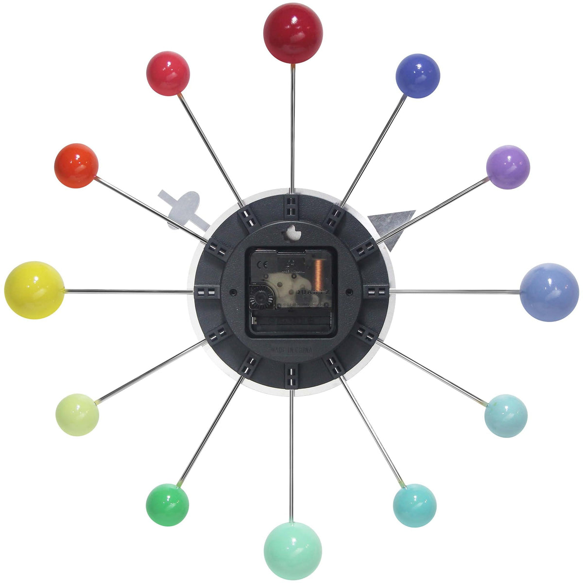 Inspired Nelson Style LTD. Orb Spoke Starburst Wall Clock, Rainbow, 15"