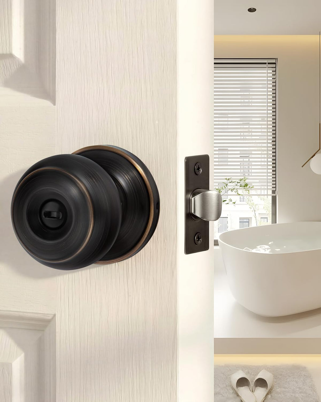 Oil-Rubbed Bronze Interior Door Knobs Privacy - Bedroom, 6 Pack