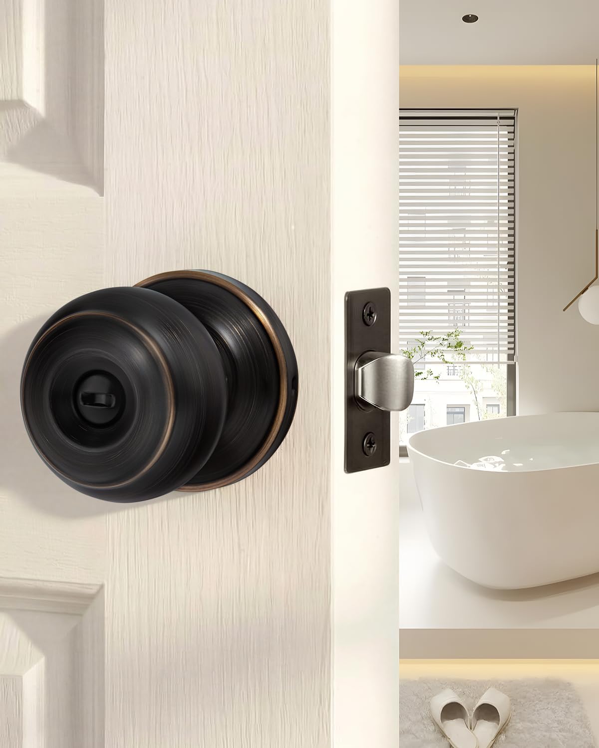 Oil-Rubbed Bronze Interior Door Knobs Privacy - Bedroom, 6 Pack