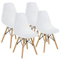 Inspired Eames Style DSW Dining Chairs, Shell Plastic Chairs with Wood Legs, Modern Armless Chairs Kitchen Bedroom, Eiffel DSW