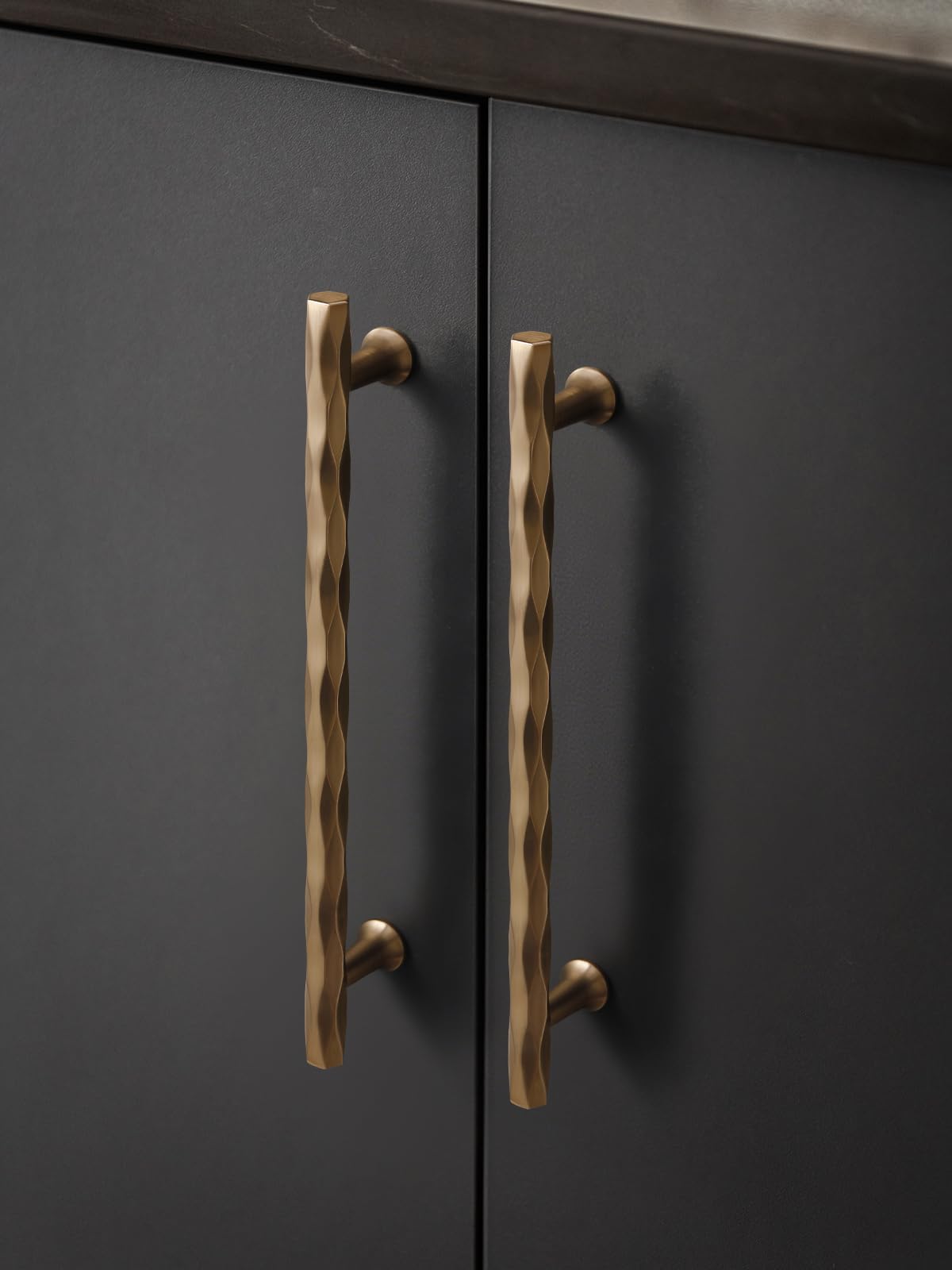 Cabinet Pulls Champagne Bronze 12.6" Hole Center 5 Pack Hammered