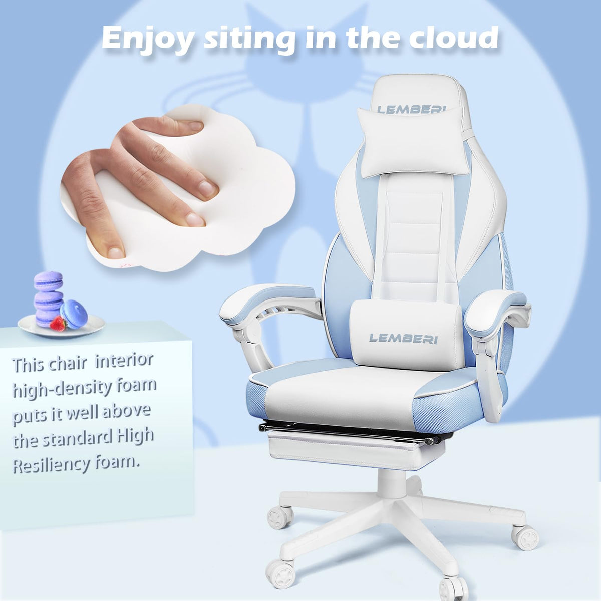 Big and Tall Gaming Chair 400lb Capacity, Heavy-Duty Office Chair with Reinforced Footrest, Wide Seat High Back PC