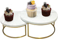 2-Piece Round Marble Cake Stand Set - 9.5 and 7.9 Inch Marble & Gold Dessert Display for Wedding, Party Decor - Set of 48