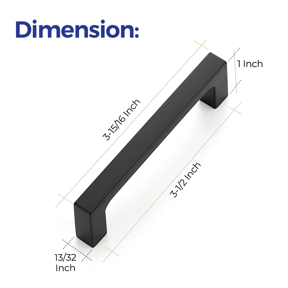 Matte Black Kitchen Cabinet Handles 3-1/2 Inch Pulls 40 Pack