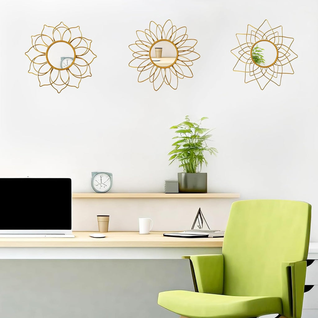 Champagne Gold Round Mirrors for Wall, Decorative Mirrors for Wall Decor
