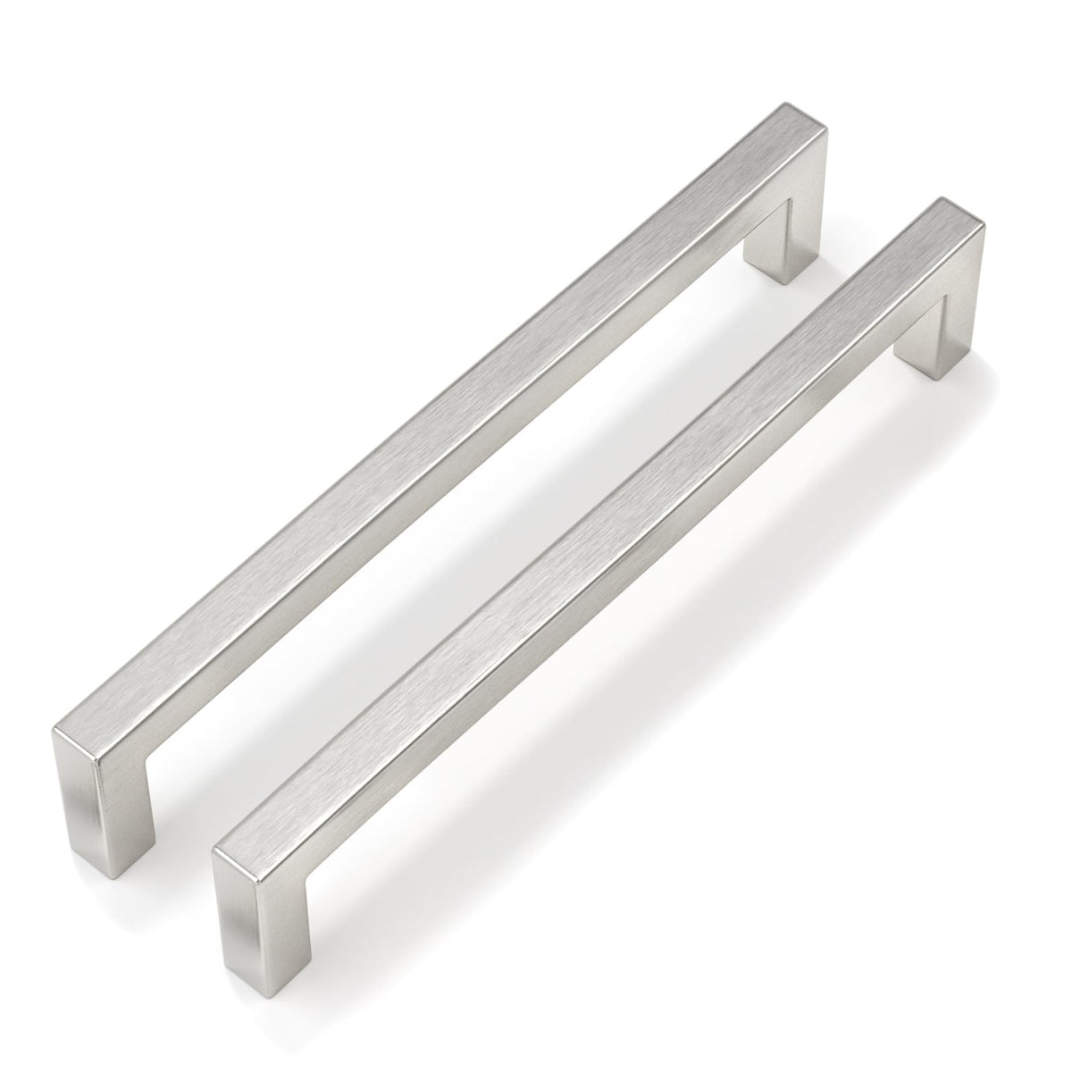 Brushed Nickel Cabinet Pulls 100 Pack 7-1/2 Inch, Square Drawer Handles, Stainless Steel, Screws Included, Silver