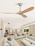 60 Inch Ceiling Fan no Light, Modern Wood Large Ceiling Fan with Remote and 3 Brushed Nickel Downrods