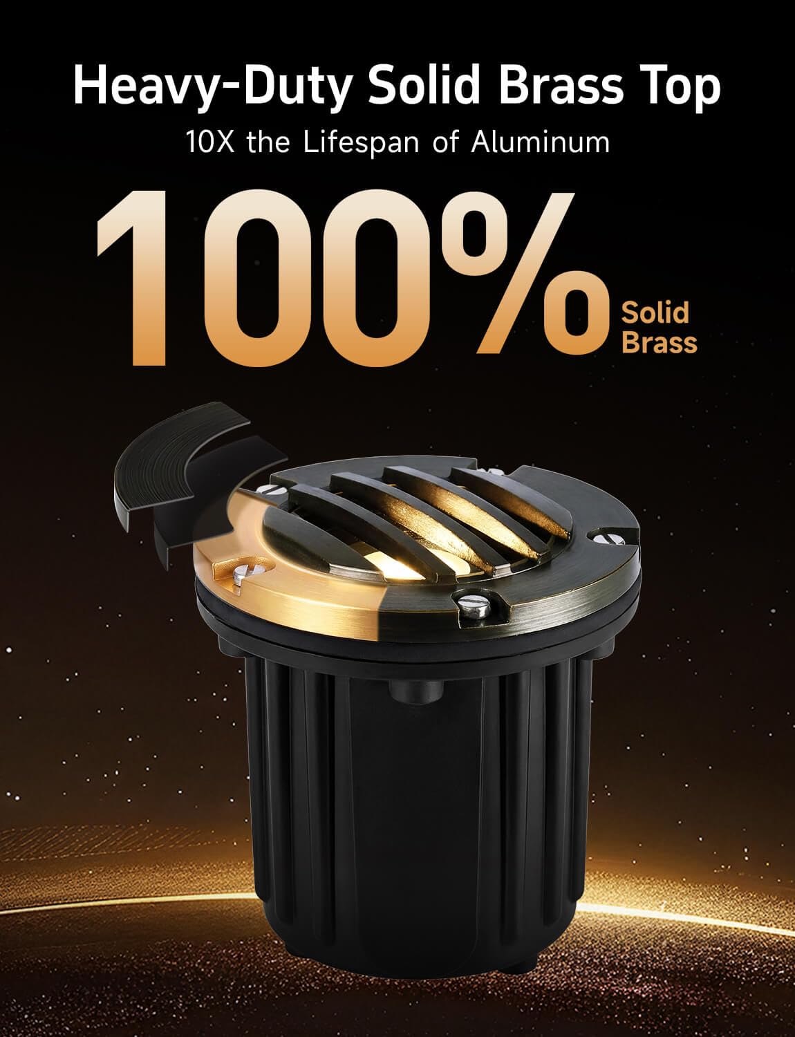 In Ground Well Light - Brass 12V LED Waterproof Outdoor Landscape Lighting, Low Voltage Ip65 in-Grade Grated Top