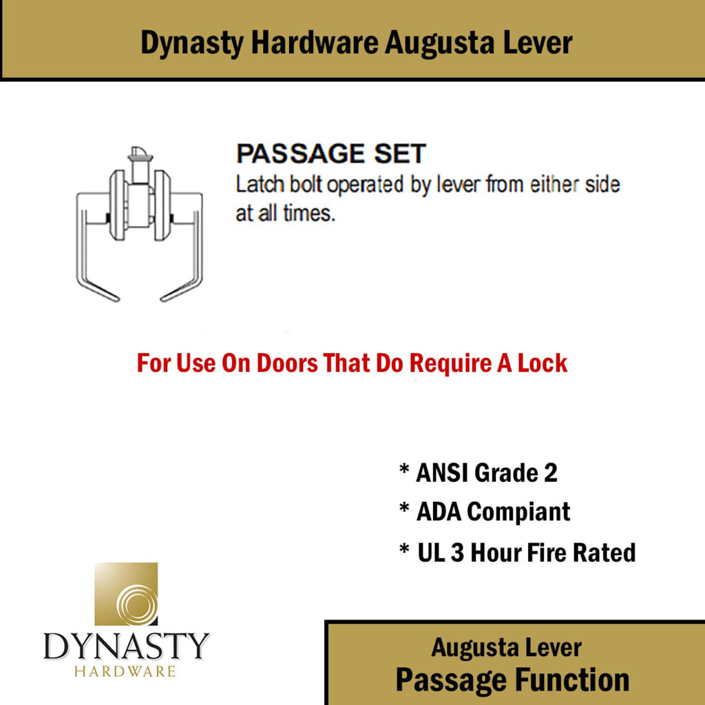 Augusta Passage Lever Set, ADA, Grade 2, Flat Black
