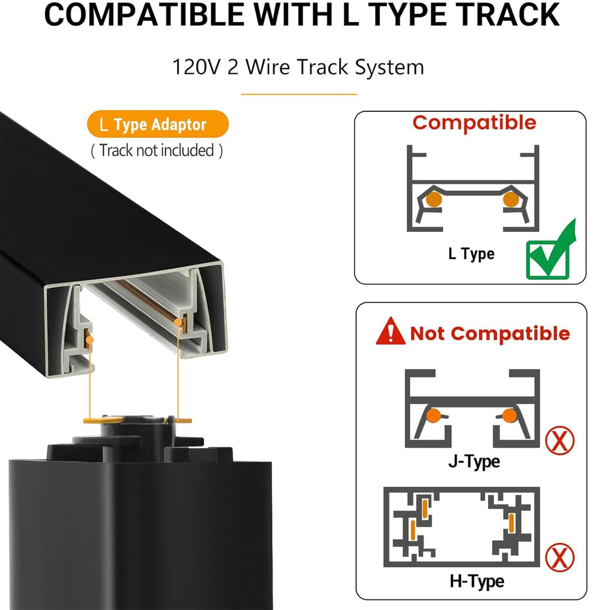 L Type LED Track Lighting Heads Dimmable 10W 3000K, 8 Pack, Black