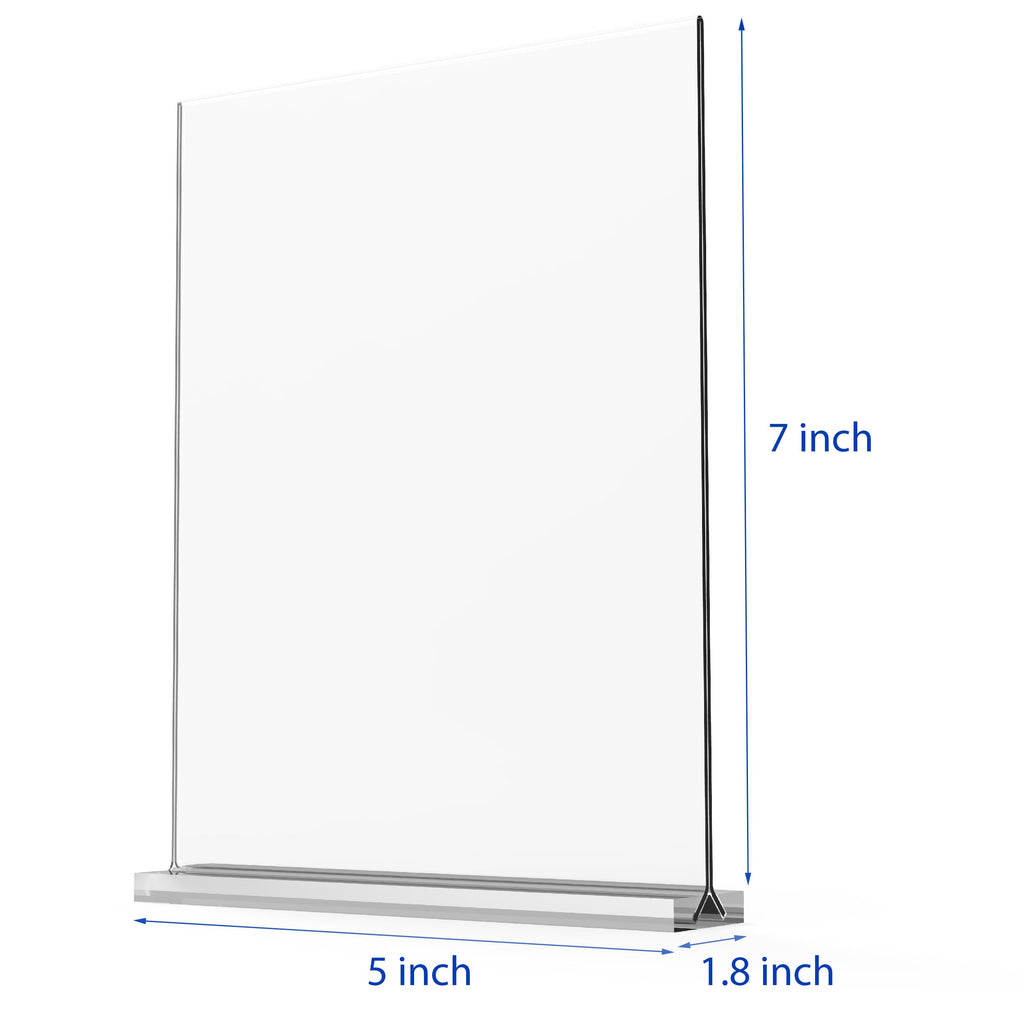 5"x7" Acrylic Sign Holder 6 Pack Vertical T Shape Double-Sided Desktop Display Holder