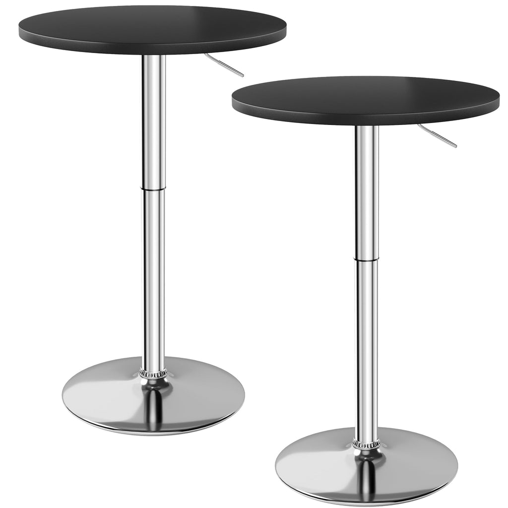 Round Bistro Pub Table 23.6 Inch Height Adjustable 360° Swivel Bar Table Metal Base for Pub, Dining Room, Party (2