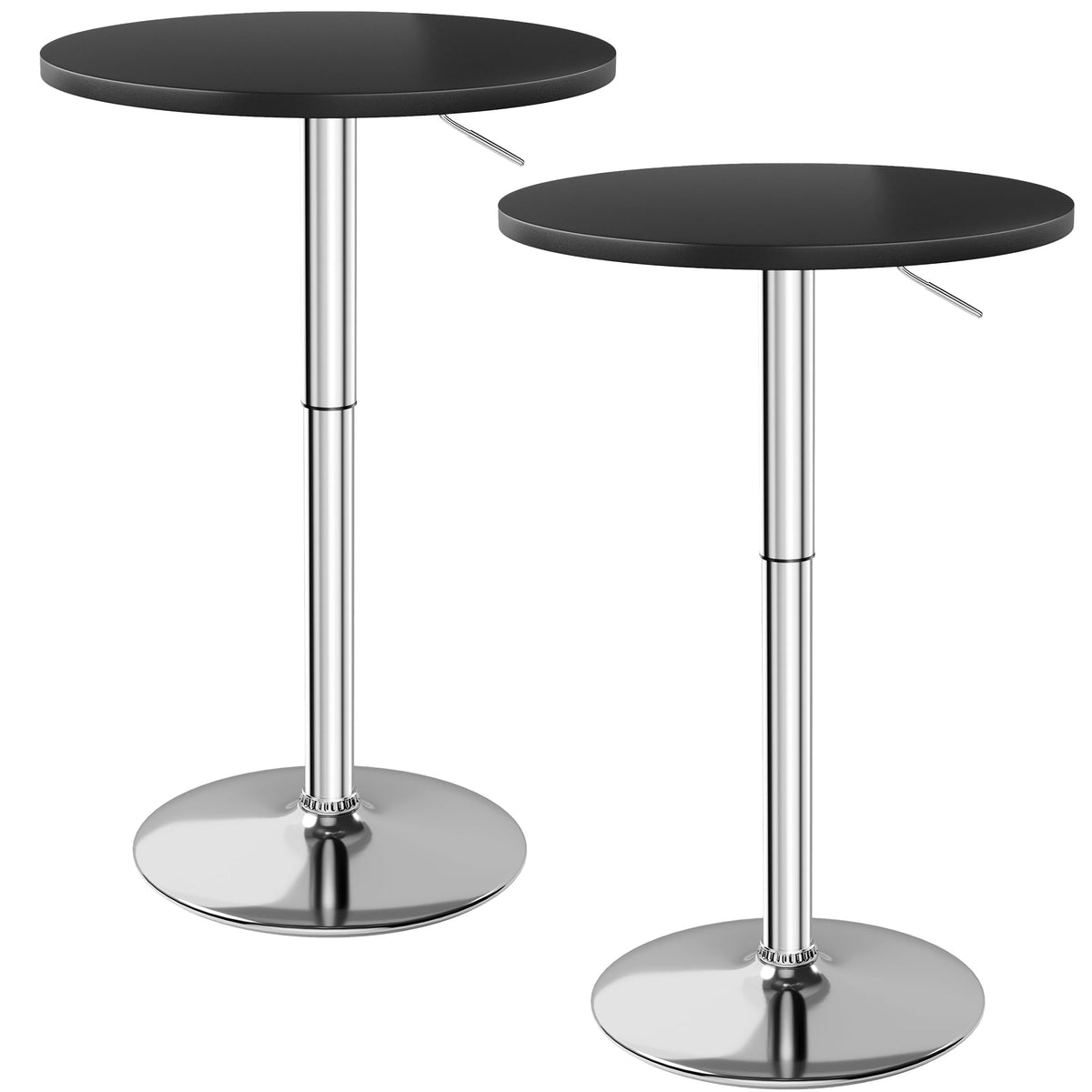 Round Bistro Pub Table 23.6 Inch Height Adjustable 360° Swivel Bar Table Metal Base for Pub, Dining Room, Party (2