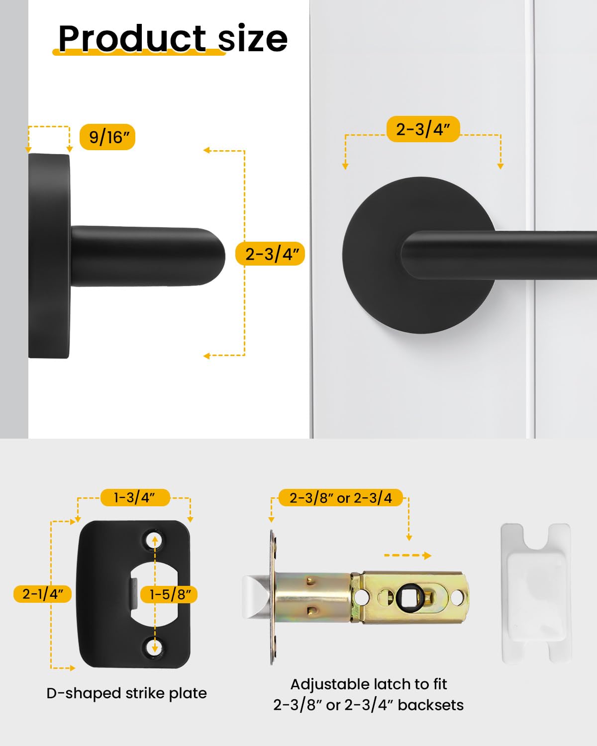 Passage Matte Black Closet Door Handles Interior 8 Pack