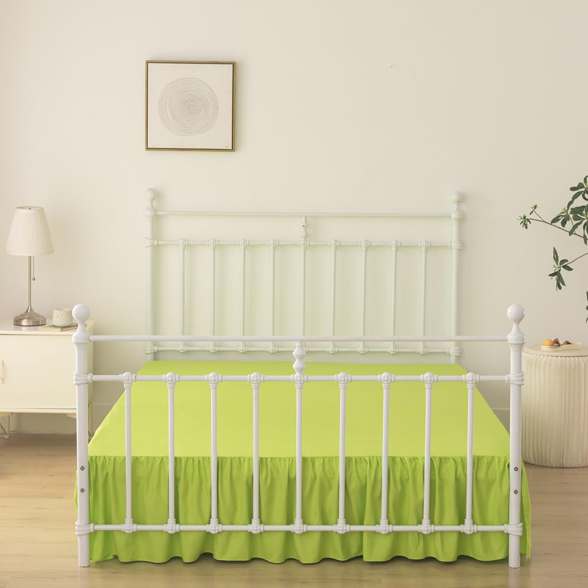 Bed Skirt Ruffled Bed Skirt with Split Corners, 14 Inch Drop Dust Ruffle Bed Skirts with Platform, Gathered