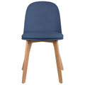 Inspired Eames Style Modern Armless Dining Chair | Plastic Shell with PU Leather Cushion Padded Seat and Wooden Legs | Indoor or Outdoor