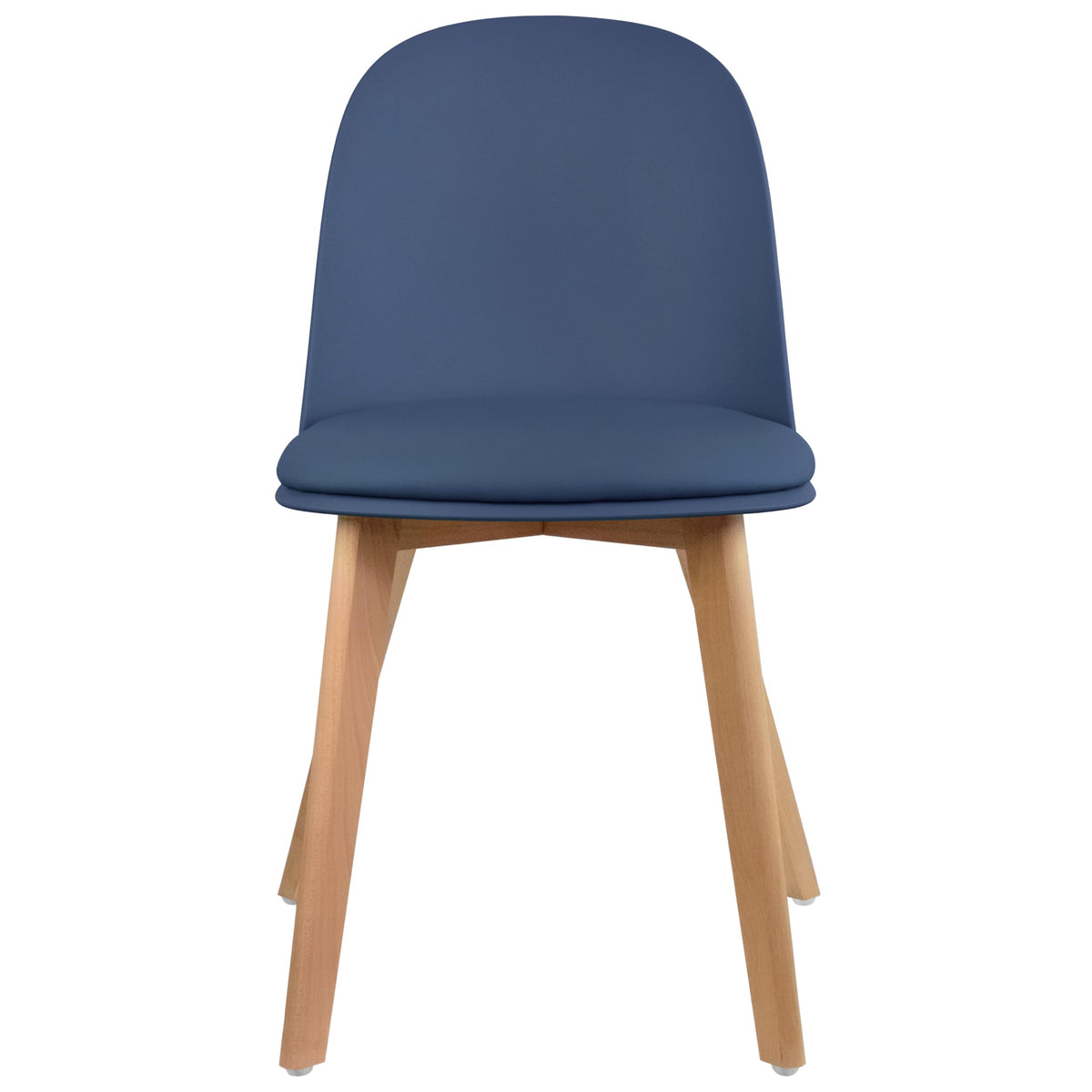 Inspired Eames Style Modern Armless Dining Chair | Plastic Shell with PU Leather Cushion Padded Seat and Wooden Legs | Indoor or Outdoor