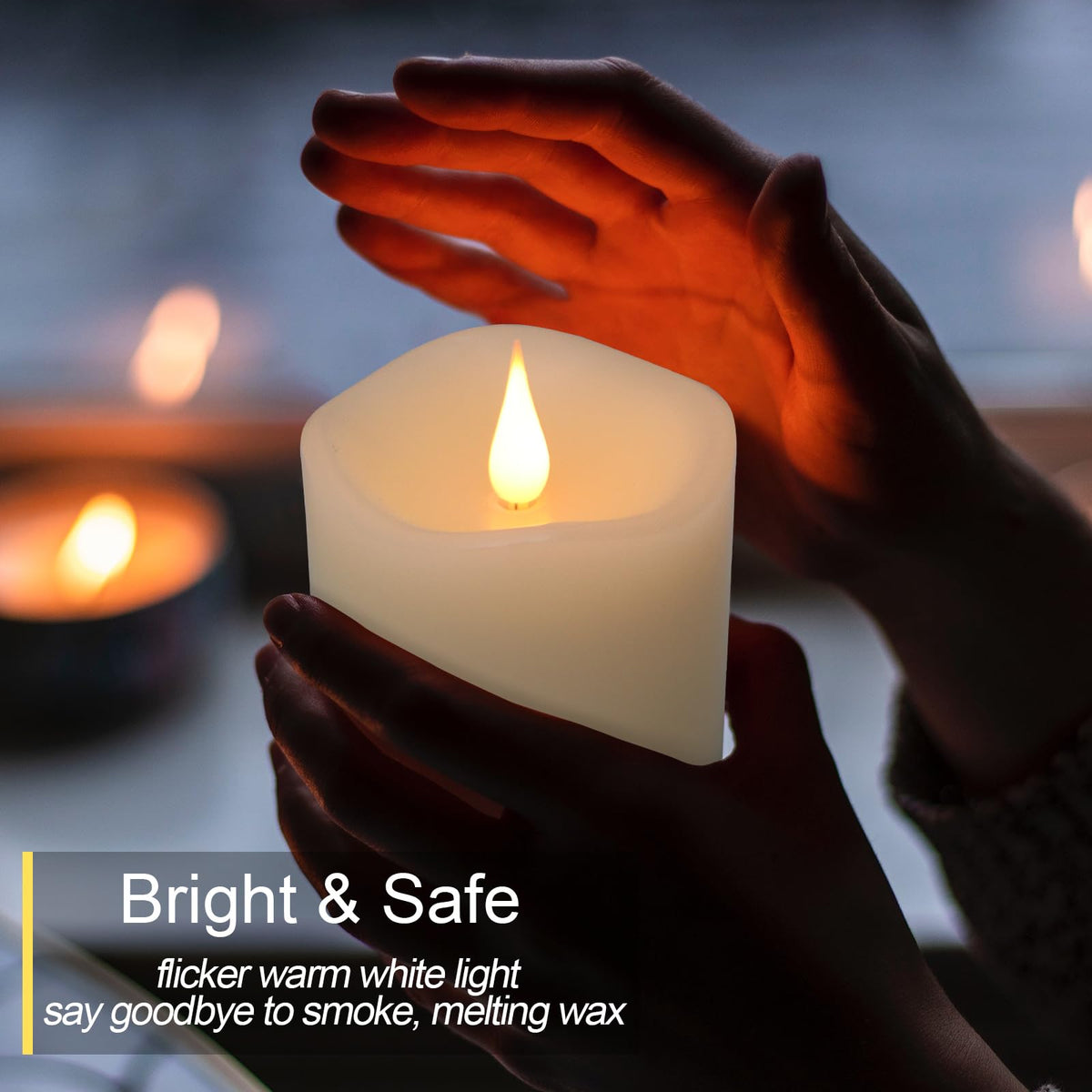 Flameless Candles Battery Operated with Remote Timer, 3D Moving Flame Flickering, Last 600+ Hours Battery Candles, 3"