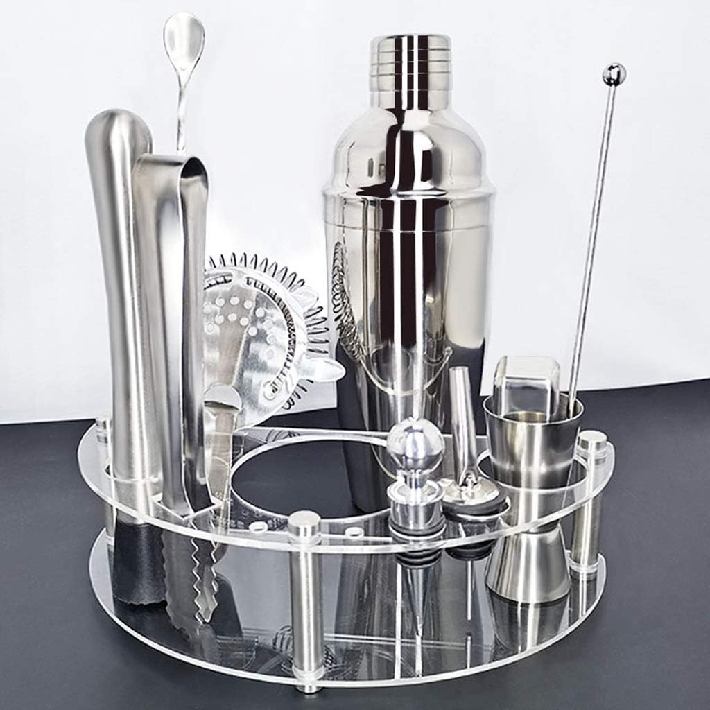 Cocktail Shaker Set Bartender Kit with Stand Drink Recipe, Professional Stainless Steel Home Bar Tools - Set of 12