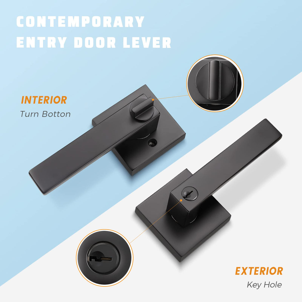 Black Door Handle Black 8 Pack, Keyed-Entey Door Levers, Heavy Duty Door Knobs with Lock and Key (Same Key)