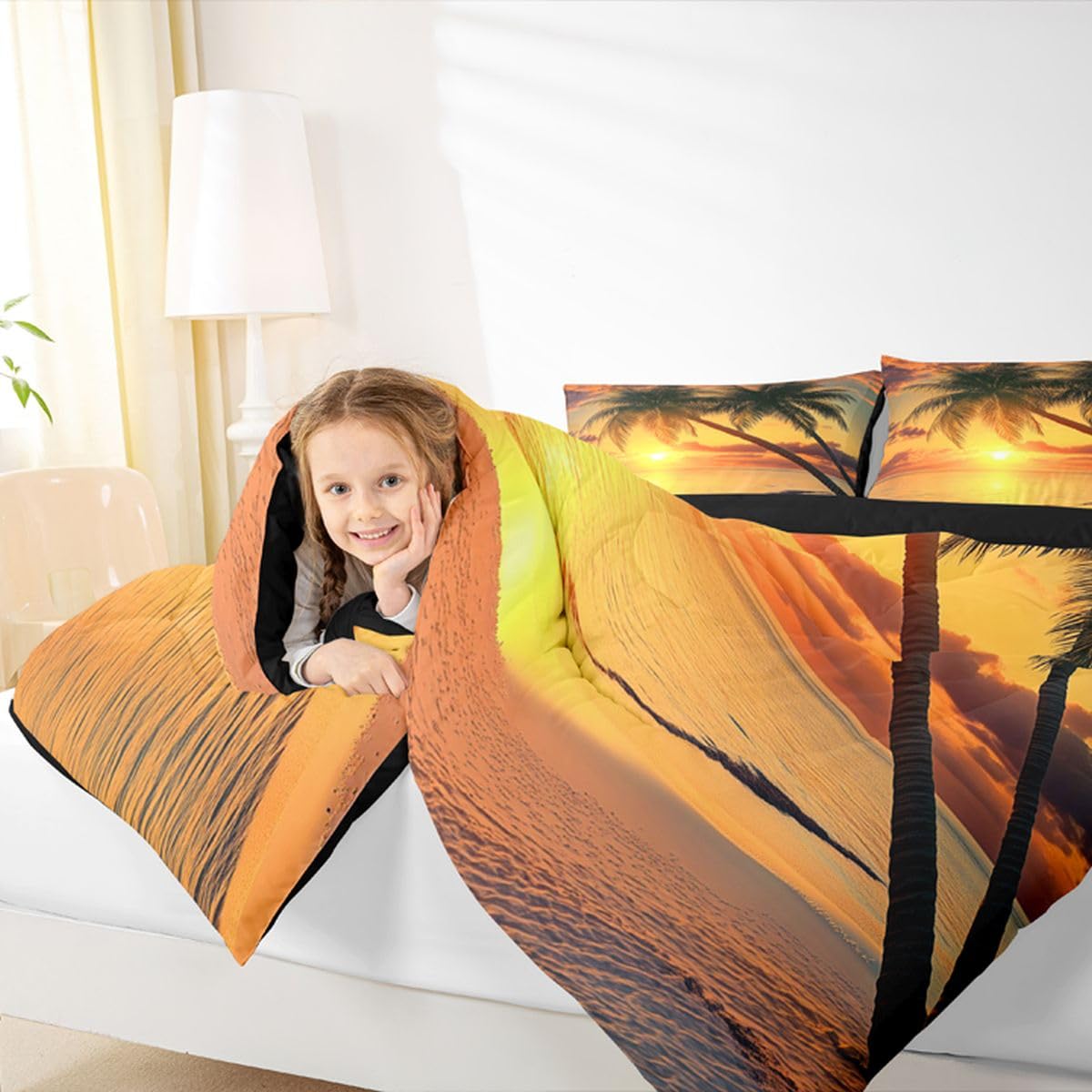 Ocean Beach Comforter Palm Tree Leaves Comforter Set