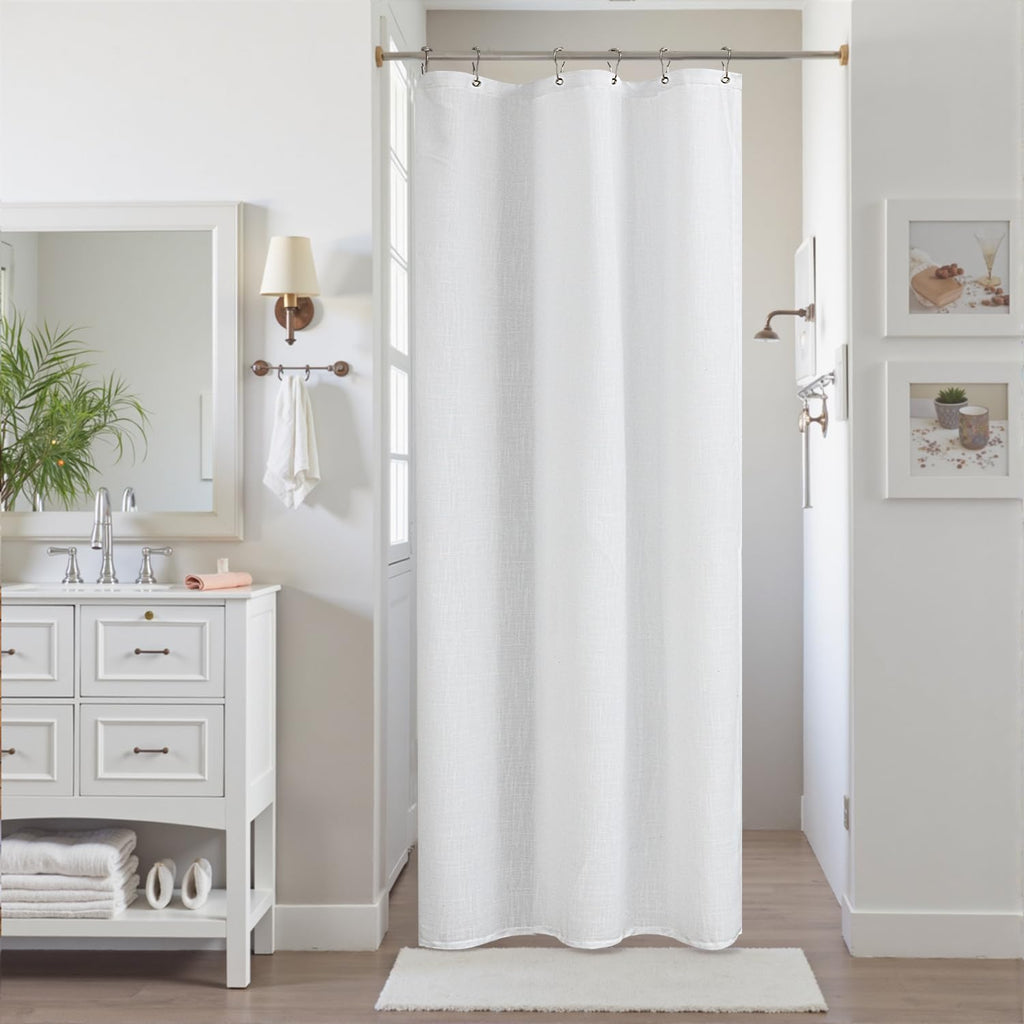 Textured Cloth Farmhouse Shower Curtain Small Stall 36x72 Inch Linen Fabric Half Narrow Waterproof RV Shower Curtains