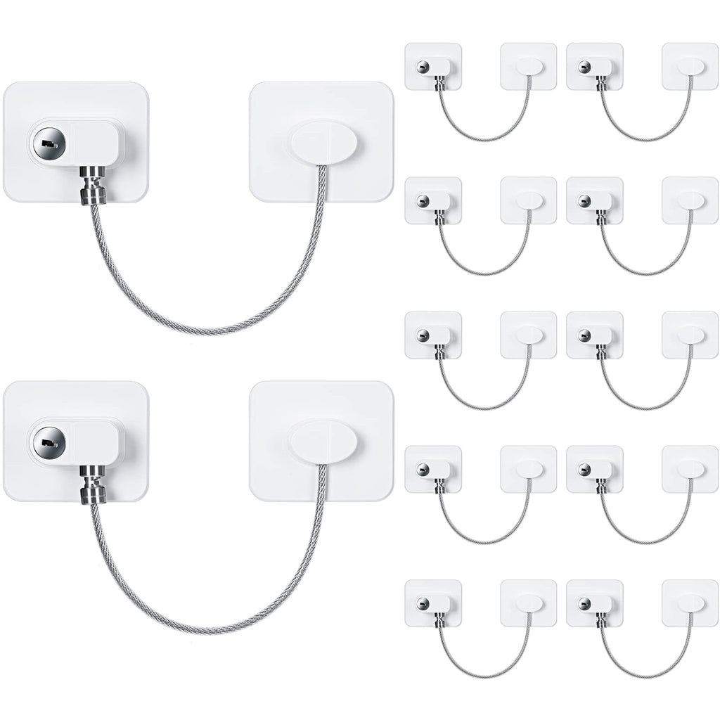 12 Pack Refrigerator Lock, 12 Keys Adhesive Child Safety Lock, White