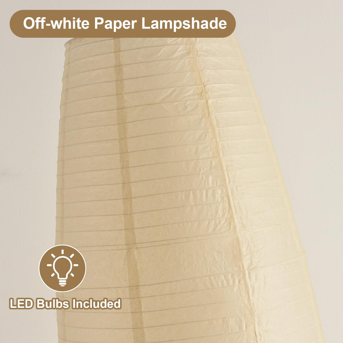 Off-White Paper Lamp Paper Floor Lamp, 3-Lights Bulbs Included