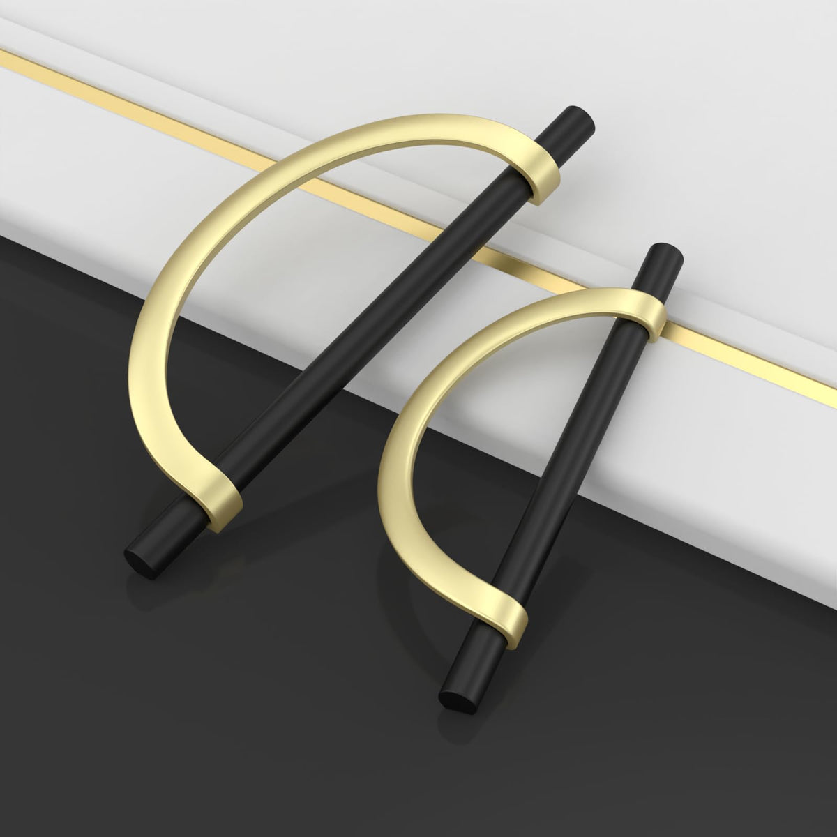 10 Pack Black Brushed Gold Cabinet Pulls 6.25 Inch(160MM) Hole Centers Kitchen Cabinet Handles Hardware Kitchen