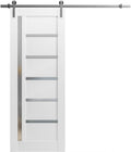 Sliding Barn Door 24 x 80 inches | Quadro 4088 White/Silver Rail | Single Barn Door | MDF Hardware Included | Bedroom