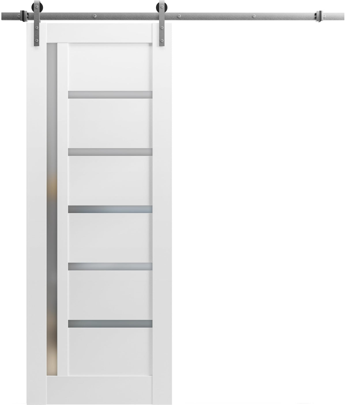 Sliding Barn Door 24 x 80 inches | Quadro 4088 White/Silver Rail | Single Barn Door | MDF Hardware Included | Bedroom